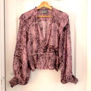 Anthropologie Floral sheer top